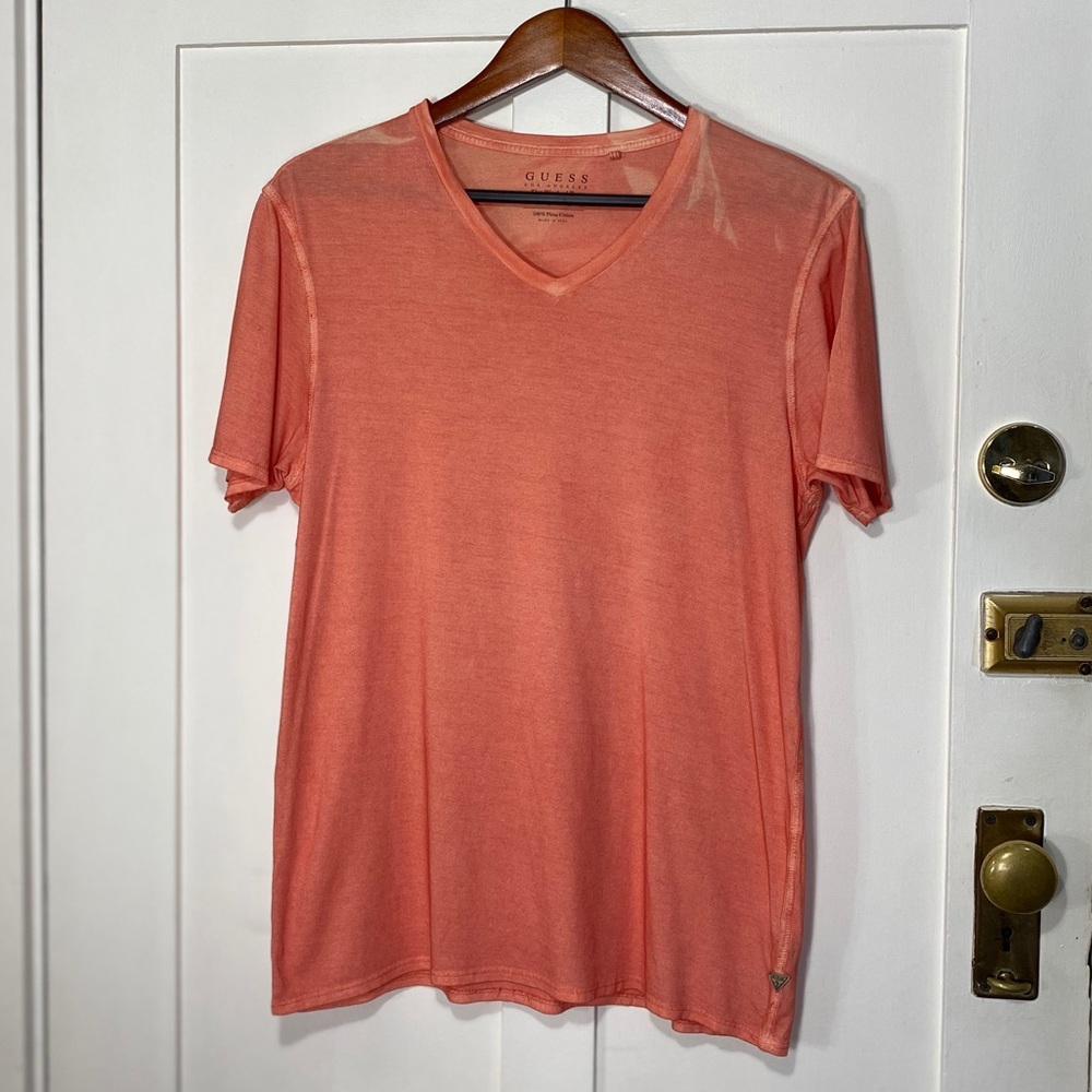 Guess 'The Washed Tee' Sherbert Orange V Neck Tee